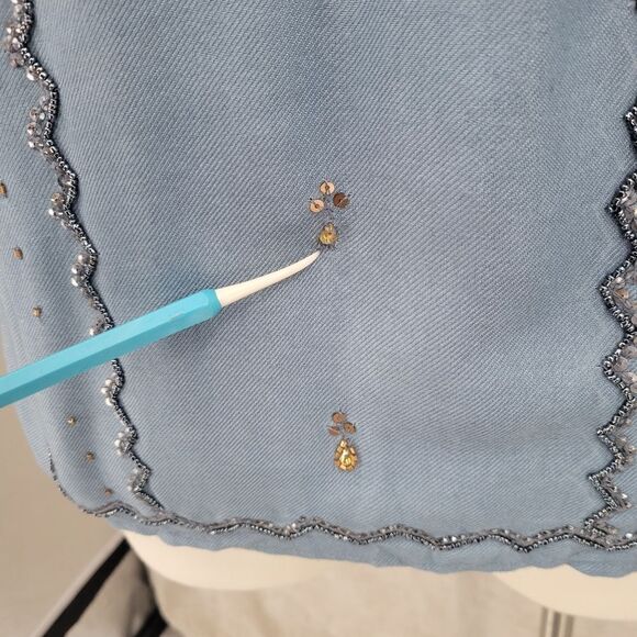 Raga Peasant Phoenix Blouse Beaded Blue Women's Size Large Viscose - Picture 6 of 12